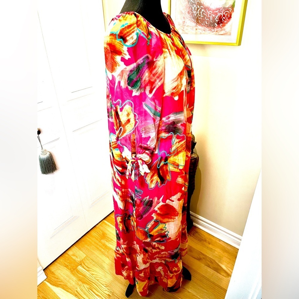 HF Moda Italia Floral Maxi Dress,Multicolour,Off Shoulder,Tie Sleeves ๐ธ๐บ๐ผ - Picture 13 of 16